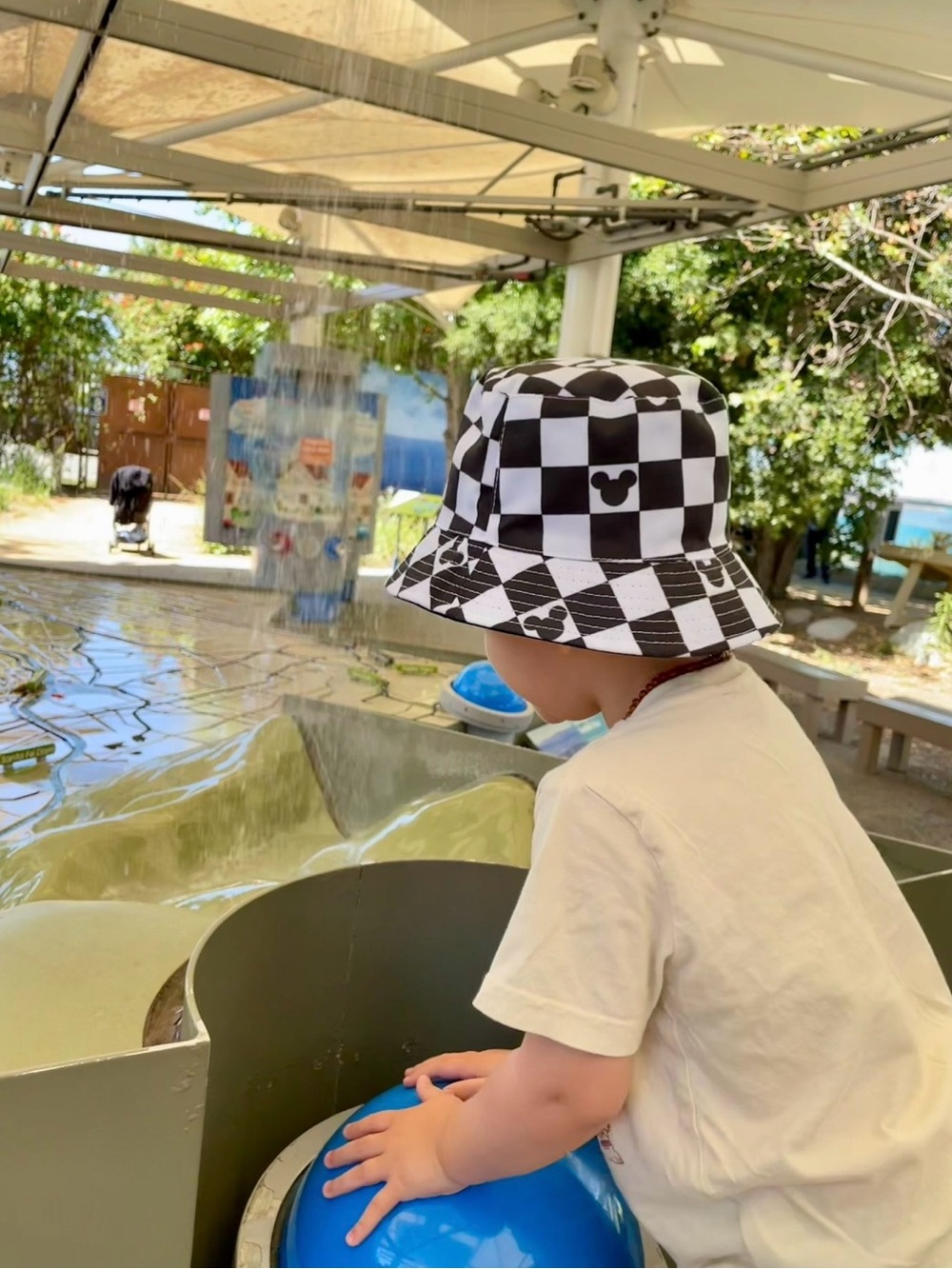Kids Black & White Mickey Checker Bucket Hat
